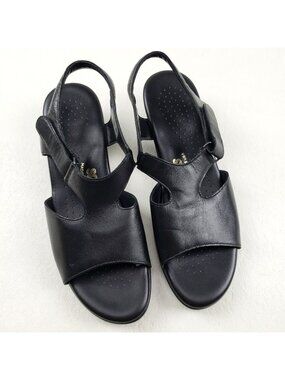 SAS Suntimer Slingback Sandal Womens 11 M Black Leather Strappy Comfort Shoe USA
